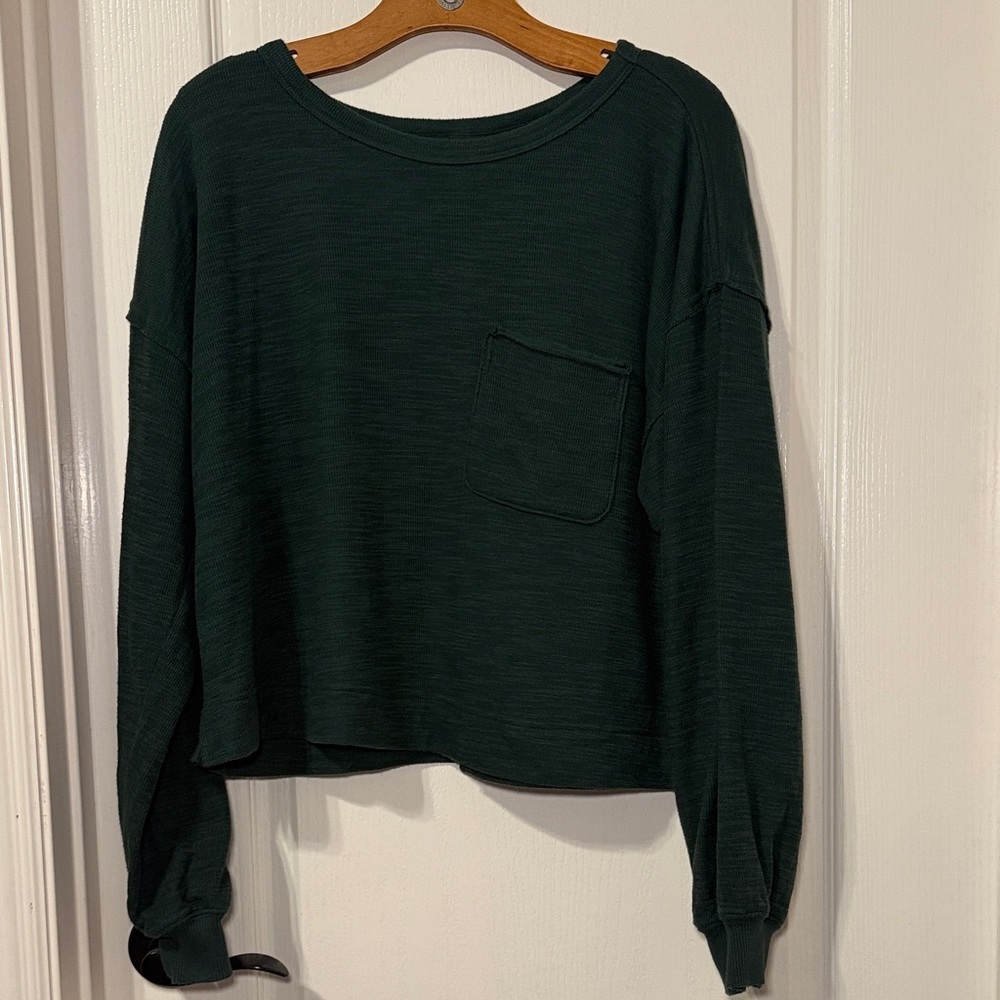 Aerie American Eagle Dark Green Endless Summer Crewneck Sweatshirt Small NWOT